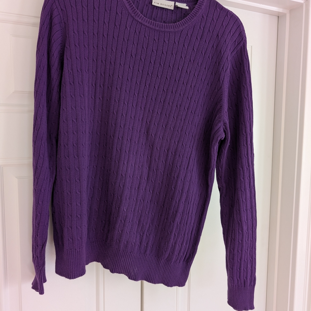 Kim Rogers Purple Cable Knit Sweater